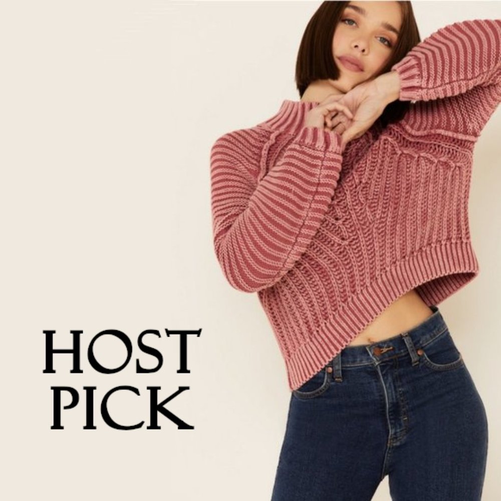 Free People Dusty Rose Cowl Neck Sweater